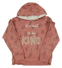 Staroružová crop mikina s Pú a volánikmi a kapucňou PRIMARK