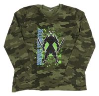 Khaki army melírované tričko s potlačou