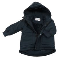 Tmavomodrá šusťáková přechodová bunda s kapucí boy zone