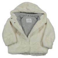 Smotanová kožušinová zateplená bunda s kapucňou PRIMARK