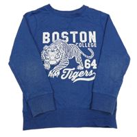 Zafírová melírovaná mikina s tigrom a nápismi a číslom George