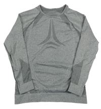 Sivé melírované thermo tričko so vzorom a pruhmi crivit