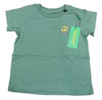 Nové - olivové tričko se smajlíky a nápisy Bug Junior