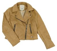 Hnedý semišový jarný crop krivák s golierikom RIVER ISLAND