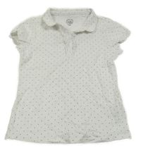 Biele bodkovaná é polo tričko s volánikmi coolclub