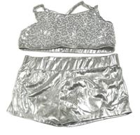 Stříbrno-bílé dvoudílné plavky s flitry iEFiEL