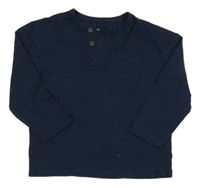 Tmavomodré melírované triko s kapsou PRIMARK