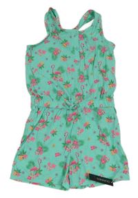 Nové - jadeitový melírovaný letní overal s plameňáky St. Bernard