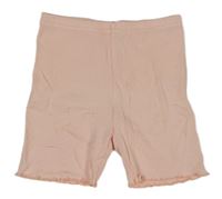 Svetloružové rebrované legínové kraťasy