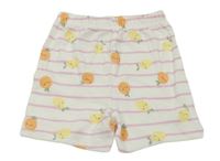 Bielo-ružové pruhované kraťasy s citrony a pomeranči George