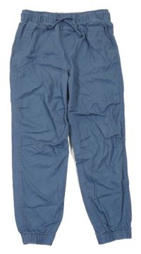 Tmavomodrošedé cuff plátěné kalhoty H&M