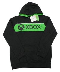 Nové - čierno-zelená melírovaná mikina s X-BOX a vreckom a kapucňou