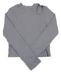 Sivý rebrovaný crop rolák s prestrihom H&M