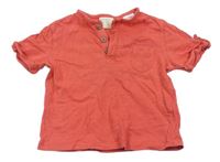 Červené tričko s kapsičkou a gombíky Zara