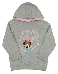 Sivá melírovaná mikina s Minnie a kapucňou Primark