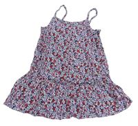 Bílo-černo-lila kvetované ľahké šaty Primark