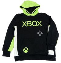 Černo-bílo-zelená mikina s logem X-Box a kapucí George