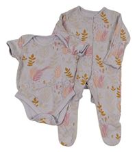 2set - Lila body s listy + overal George