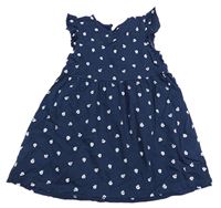 Tmavomodré kvetované bavlnené šaty H&M