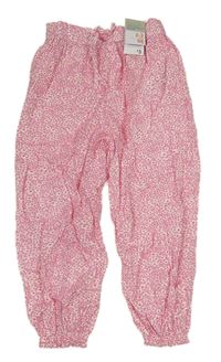 Růžové květované lehké kalhoty Primark