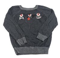 Tmavomodrý melírovaný sveter s príšerkami Kiki&Koko