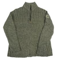 Khaki melírovaný propínací svetr Okaidi