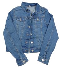 Modrá tepláková rifľová crop bunda H&M