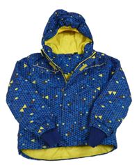 Modrá vzorovaná šušťáková lyžiarska bunda s kapucňou zn. Lupilu