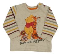 Béžové melírované mikinotriko s Pú a Tigrom George