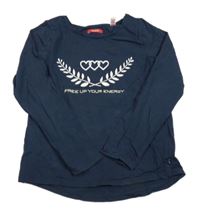 Tmavomodré triko se srdíčky a listy Okaidi