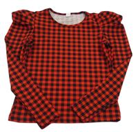 Červeno-čierne kockované tričko Shein