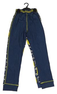 Nové - 2x pyžamové kalhoty - tmavomodré + so skateboardmi  M&S