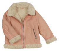 Růžová semišová zateplená bunda F&F