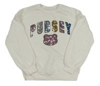 Bílá mikina s Pudseym a nápisem z flitrů George