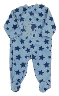 Svetlomodrý fleecový overal s hviezdami a slonom St. Bernard