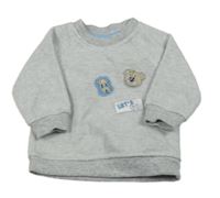 Svetlosivá melírovaná fleecová mikina s nášivkami Ergee