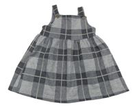 Sivo-tmavošedo-ružové kockované na traké šaty F&F