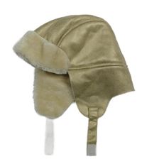 Béžová třpytivá beranice s kožešinou Okaidi