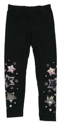 Černé legíny s hvězdami s překlápěcími flitry Young Idols