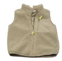 Hnedá huňatá podšitá vesta s šušťákovou vreckom H&M