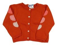 Červený vlnený prepínaci sveter so srdiečkami Jacadi