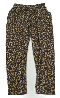 Hnědo-černé lehké kalhoty s leopardím vzorem Next