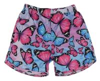 Lila-modré kraťasy s motýly