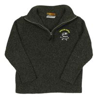 Khaki melírovaný svetr s lebkou dinosaura Infinity Kids