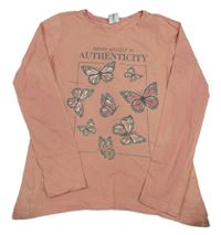 Starorůžové triko s motýly Page One Young