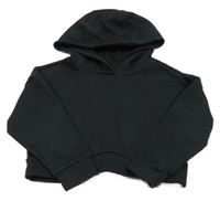 Černá crop mikina s logem a kapucí Adidas