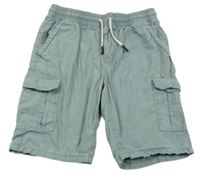 Zelenošedé plátěné cargo kraťasy Yigga