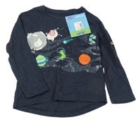 Nové - Tmavomodré melírované triko s Tomíkem a planetami Regatta