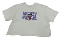 Biele crop tričko s Mickeym H&M