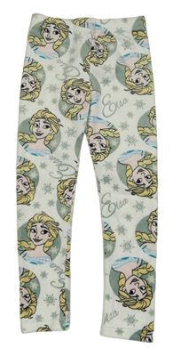 Bílo-zelenošedé plyšové legíny s Elsou Disney